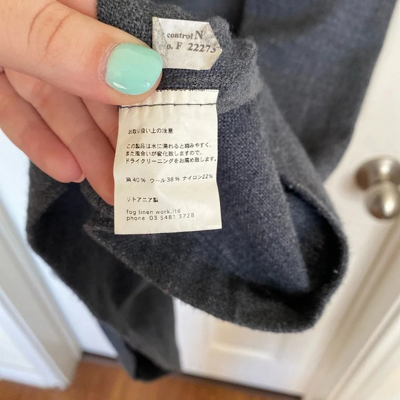 FOG LINEN WORK Gray Dress Shift Lagenlook Boho Peasant Linen Wool One Size Large - Picture 6 of 7